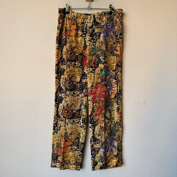 Dries Van Noten Pants - Dries Van Noten Abstract Floral Silk Cropped Pants Size 40